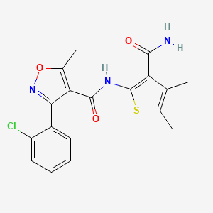 molecular formula C18H16ClN3O3S B4031688 N-(3-carbamoyl-4,5-dimethylthiophen-2-yl)-3-(2-chlorophenyl)-5-methyl-1,2-oxazole-4-carboxamide 