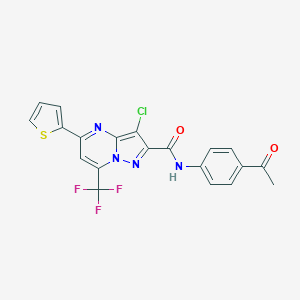 molecular formula C20H12ClF3N4O2S B403181 N-(4-acetylphenyl)-3-chloro-5-(2-thienyl)-7-(trifluoromethyl)pyrazolo[1,5-a]pyrimidine-2-carboxamide 
