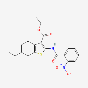 molecular formula C20H22N2O5S B4031894 Ethyl 6-ethyl-2-{[(2-nitrophenyl)carbonyl]amino}-4,5,6,7-tetrahydro-1-benzothiophene-3-carboxylate 