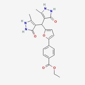 molecular formula C22H22N4O5 B4031950 ethyl 4-{5-[bis(5-hydroxy-3-methyl-1H-pyrazol-4-yl)methyl]furan-2-yl}benzoate 