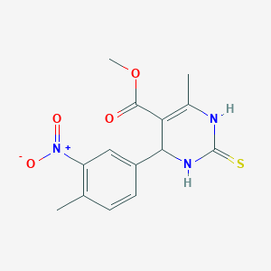 molecular formula C14H15N3O4S B4031951 methyl 6-methyl-4-(4-methyl-3-nitrophenyl)-2-sulfanylidene-3,4-dihydro-1H-pyrimidine-5-carboxylate 