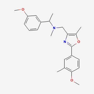 molecular formula C23H28N2O3 B4031960 N-[[2-(4-methoxy-3-methylphenyl)-5-methyl-1,3-oxazol-4-yl]methyl]-1-(3-methoxyphenyl)-N-methylethanamine 