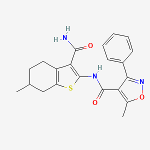 molecular formula C21H21N3O3S B4032293 N-(3-carbamoyl-6-methyl-4,5,6,7-tetrahydro-1-benzothiophen-2-yl)-5-methyl-3-phenyl-1,2-oxazole-4-carboxamide 