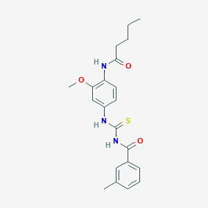 molecular formula C21H25N3O3S B4032417 N-({[3-methoxy-4-(pentanoylamino)phenyl]amino}carbonothioyl)-3-methylbenzamide 
