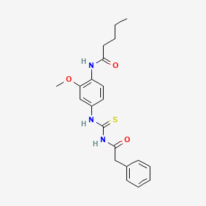 molecular formula C21H25N3O3S B4032681 N-[2-methoxy-4-({[(phenylacetyl)amino]carbonothioyl}amino)phenyl]pentanamide 