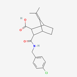 molecular formula C19H22ClNO3 B4033129 3-[(4-Chlorobenzyl)carbamoyl]-7-(propan-2-ylidene)bicyclo[2.2.1]heptane-2-carboxylic acid 