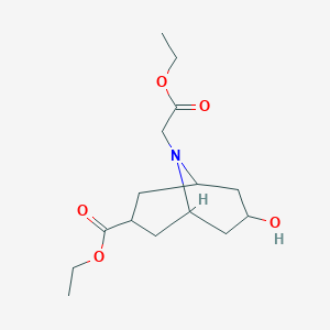 molecular formula C15H25NO5 B040333 7-Ethoxycarbonyl-9-(ethoxycarbonylmethyl)-9-azabicyclo[3,3,1]nonan-3-ol CAS No. 115956-04-2