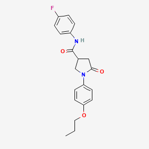 molecular formula C20H21FN2O3 B4033406 N-(4-fluorophenyl)-5-oxo-1-(4-propoxyphenyl)-3-pyrrolidinecarboxamide 
