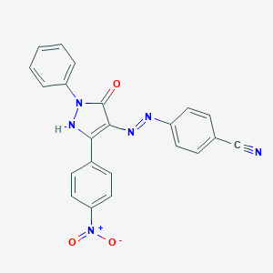 molecular formula C22H14N6O3 B403349 4-[2-(3-{4-nitrophenyl}-5-oxo-1-phenyl-1,5-dihydro-4H-pyrazol-4-ylidene)hydrazino]benzonitrile 