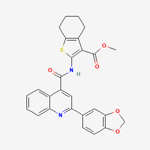 molecular formula C27H22N2O5S B4033607 methyl 2-({[2-(1,3-benzodioxol-5-yl)-4-quinolinyl]carbonyl}amino)-4,5,6,7-tetrahydro-1-benzothiophene-3-carboxylate 