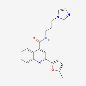 molecular formula C21H20N4O2 B4033659 N-[3-(1H-imidazol-1-yl)propyl]-2-(5-methylfuran-2-yl)quinoline-4-carboxamide 