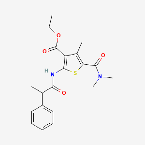 molecular formula C20H24N2O4S B4033679 ETHYL 5-(DIMETHYLCARBAMOYL)-4-METHYL-2-(2-PHENYLPROPANAMIDO)THIOPHENE-3-CARBOXYLATE 