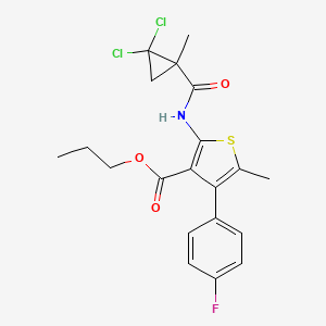 molecular formula C20H20Cl2FNO3S B4033841 Propyl 2-{[(2,2-dichloro-1-methylcyclopropyl)carbonyl]amino}-4-(4-fluorophenyl)-5-methylthiophene-3-carboxylate 