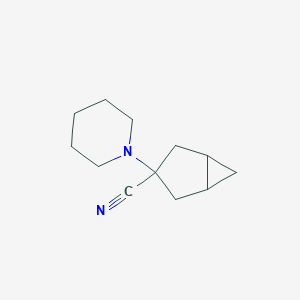molecular formula C12H18N2 B040340 Bicyclo[3.1.0]hexane-3-carbonitrile, 3-(1-piperidinyl)- CAS No. 114200-22-5
