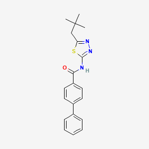 molecular formula C20H21N3OS B4034344 N-[5-(2,2-DIMETHYLPROPYL)-1,3,4-THIADIAZOL-2-YL]-[1,1'-BIPHENYL]-4-CARBOXAMIDE 
