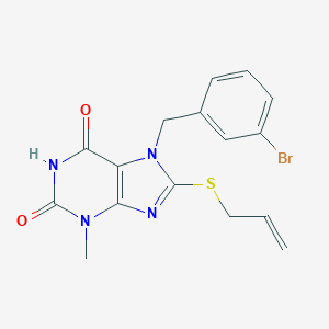 molecular formula C16H15BrN4O2S B403438 7-[(3-Bromophenyl)methyl]-3-methyl-8-prop-2-enylsulfanylpurine-2,6-dione CAS No. 326919-11-3