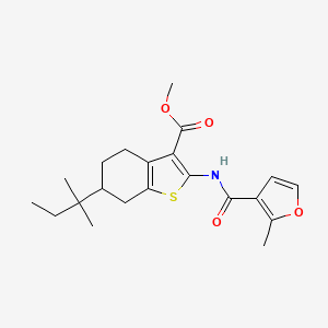 molecular formula C21H27NO4S B4034434 Methyl 6-(2-methylbutan-2-yl)-2-{[(2-methylfuran-3-yl)carbonyl]amino}-4,5,6,7-tetrahydro-1-benzothiophene-3-carboxylate 