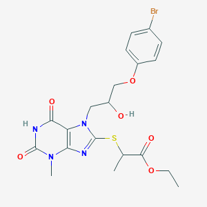 molecular formula C20H23BrN4O6S B403445 ethyl 2-({7-[3-(4-bromophenoxy)-2-hydroxypropyl]-3-methyl-2,6-dioxo-2,3,6,7-tetrahydro-1H-purin-8-yl}sulfanyl)propanoate CAS No. 331726-28-4