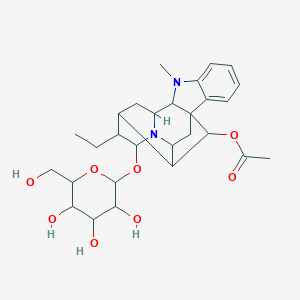 molecular formula C28H38N2O8 B040345 17-Acetylrauglucine CAS No. 119329-01-0