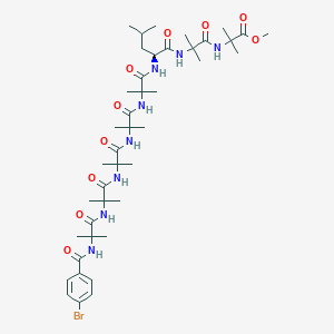 molecular formula C42H67BrN8O10 B040347 methyl 2-[[2-[[(2S)-2-[[2-[[2-[[2-[[2-[[2-[(4-bromobenzoyl)amino]-2-methylpropanoyl]amino]-2-methylpropanoyl]amino]-2-methylpropanoyl]amino]-2-methylpropanoyl]amino]-2-methylpropanoyl]amino]-4-methylpentanoyl]amino]-2-methylpropanoyl]amino]-2-methylpropanoate CAS No. 114640-52-7