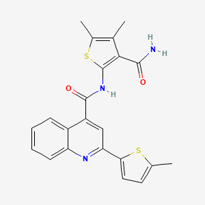 molecular formula C22H19N3O2S2 B4034734 N-(3-CARBAMOYL-4,5-DIMETHYL-2-THIENYL)-2-(5-METHYL-2-THIENYL)-4-QUINOLINECARBOXAMIDE 