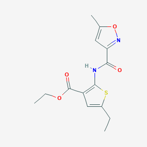 molecular formula C14H16N2O4S B4035212 ETHYL 5-ETHYL-2-(5-METHYL-1,2-OXAZOLE-3-AMIDO)THIOPHENE-3-CARBOXYLATE 