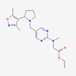molecular formula C19H27N5O3 B4035549 ethyl [(5-{[2-(3,5-dimethylisoxazol-4-yl)pyrrolidin-1-yl]methyl}pyrimidin-2-yl)(methyl)amino]acetate 