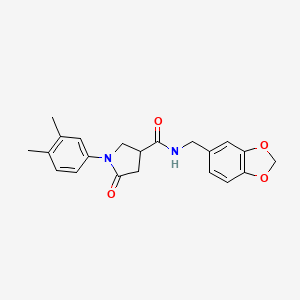 molecular formula C21H22N2O4 B4035634 N-(1,3-benzodioxol-5-ylmethyl)-1-(3,4-dimethylphenyl)-5-oxo-3-pyrrolidinecarboxamide 