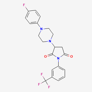 molecular formula C21H19F4N3O2 B4035796 3-[4-(4-Fluorophenyl)piperazin-1-yl]-1-[3-(trifluoromethyl)phenyl]pyrrolidine-2,5-dione 