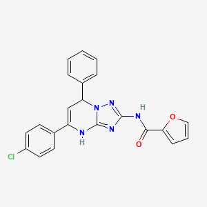 molecular formula C22H16ClN5O2 B4035915 N-[5-(4-CHLOROPHENYL)-7-PHENYL-4H,7H-[1,2,4]TRIAZOLO[1,5-A]PYRIMIDIN-2-YL]FURAN-2-CARBOXAMIDE 