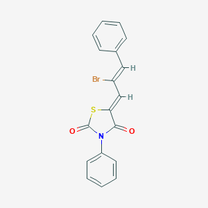 molecular formula C18H12BrNO2S B403613 5-(2-Bromo-3-phenyl-2-propenylidene)-3-phenyl-1,3-thiazolidine-2,4-dione 