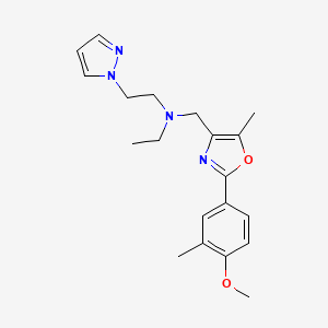 molecular formula C20H26N4O2 B4036217 N-ethyl-N-[[2-(4-methoxy-3-methylphenyl)-5-methyl-1,3-oxazol-4-yl]methyl]-2-pyrazol-1-ylethanamine 