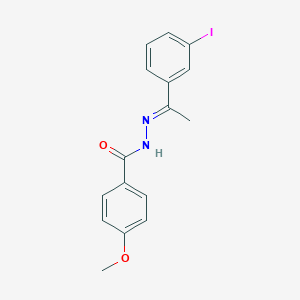 molecular formula C16H15IN2O2 B403658 N'-[(1E)-1-(3-iodophenyl)ethylidene]-4-methoxybenzohydrazide 