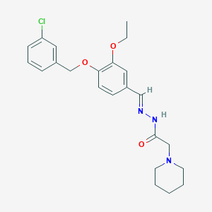 molecular formula C23H28ClN3O3 B403670 N'-{4-[(3-chlorobenzyl)oxy]-3-ethoxybenzylidene}-2-(1-piperidinyl)acetohydrazide 