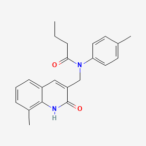 molecular formula C22H24N2O2 B4037194 N-[(2-hydroxy-8-methyl-3-quinolinyl)methyl]-N-(4-methylphenyl)butanamide 