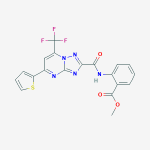 molecular formula C19H12F3N5O3S B403767 Methyl 2-({[5-(2-thienyl)-7-(trifluoromethyl)[1,2,4]triazolo[1,5-a]pyrimidin-2-yl]carbonyl}amino)benzoate 