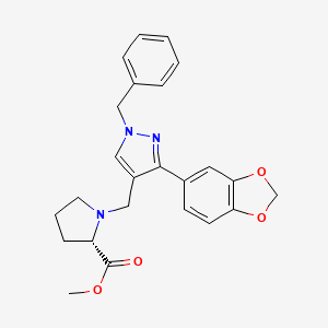 molecular formula C24H25N3O4 B4038177 methyl 1-{[3-(1,3-benzodioxol-5-yl)-1-benzyl-1H-pyrazol-4-yl]methyl}-L-prolinate 