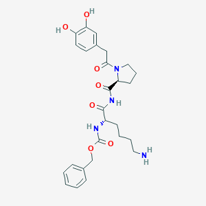 molecular formula C27H34N4O7 B040382 Dopamine, N-benzyloxycarboxyl-lys-pro-amide- CAS No. 117992-59-3