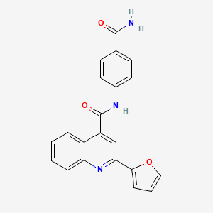molecular formula C21H15N3O3 B4038350 N-(4-carbamoylphenyl)-2-(furan-2-yl)quinoline-4-carboxamide 