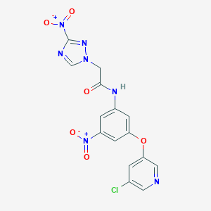 molecular formula C15H10ClN7O6 B403891 N-{3-[(5-chloropyridin-3-yl)oxy]-5-nitrophenyl}-2-(3-nitro-1H-1,2,4-triazol-1-yl)acetamide 