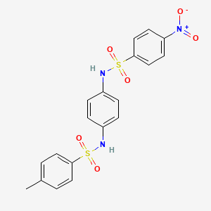 molecular formula C19H17N3O6S2 B4039077 N-[4-(4-METHYLBENZENESULFONAMIDO)PHENYL]-4-NITROBENZENE-1-SULFONAMIDE 