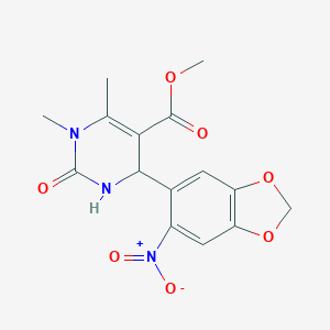 molecular formula C15H15N3O7 B403955 METHYL 1,6-DIMETHYL-4-(6-NITRO-2H-1,3-BENZODIOXOL-5-YL)-2-OXO-1,2,3,4-TETRAHYDROPYRIMIDINE-5-CARBOXYLATE 