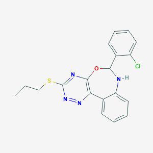 molecular formula C19H17ClN4OS B403966 6-(2-Chlorophenyl)-3-(propylsulfanyl)-6,7-dihydro[1,2,4]triazino[5,6-d][3,1]benzoxazepine 