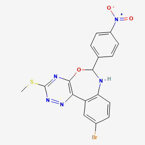 molecular formula C17H12BrN5O3S B4040748 10-bromo-3-(methylthio)-6-(4-nitrophenyl)-6,7-dihydro[1,2,4]triazino[5,6-d][3,1]benzoxazepine 