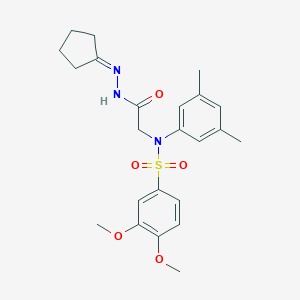 molecular formula C23H29N3O5S B404082 N-[(N'-CYCLOPENTYLIDENEHYDRAZINECARBONYL)METHYL]-N-(3,5-DIMETHYLPHENYL)-3,4-DIMETHOXYBENZENE-1-SULFONAMIDE 