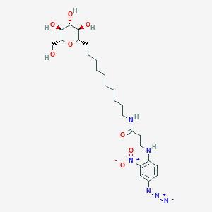 molecular formula C25H40N6O8 B040409 10-N-(N-(4-Azido-2-nitrophenyl)-beta-alanyl)amino-1-decylglucopyranoside CAS No. 115756-34-8