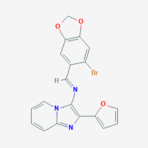 molecular formula C19H12BrN3O3 B404167 N-[(6-bromo-1,3-benzodioxol-5-yl)methylene]-N-[2-(2-furyl)imidazo[1,2-a]pyridin-3-yl]amine 