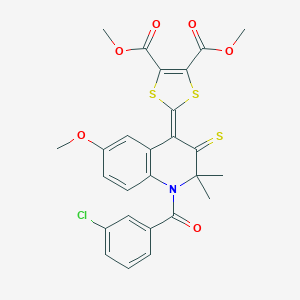 dimethyl 2-(1-(3-chlorobenzoyl)-6-methoxy-2,2-dimethyl-3-thioxo-2,3-dihydro-4(1H)-quinolinylidene)-1,3-dithiole-4,5-dicarboxylate