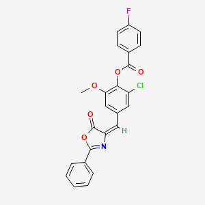 molecular formula C24H15ClFNO5 B4042434 [2-chloro-6-methoxy-4-[(E)-(5-oxo-2-phenyl-1,3-oxazol-4-ylidene)methyl]phenyl] 4-fluorobenzoate 
