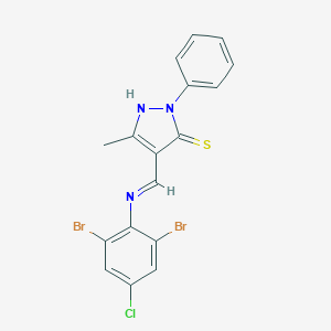 4-[(2,6-dibromo-4-chloroanilino)methylene]-5-methyl-2-phenyl-2,4-dihydro-3H-pyrazole-3-thione